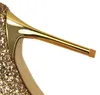 熱い販売 -  Wスタイルセクシーな女性ヌードスパンコールクリスタル靴ポイントTOEハイヒールシューズブーツポンプ9.5cm本物のスパンコール結婚式の靴