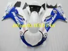 Custom Motorcycle Fairing Kit voor Suzuki GSXR600 750 K1 01 02 03 GSXR600 GSXR750 2001 2003 ABS White Blue Backings Set + Gifts SM47