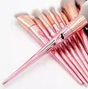 10pcs/set Makeup Brushes Set Foundation Blusher Make Up Brushes Set Cosmetics Soft Synthetic Hair With Laser PU Case