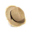 Женщины Natural Wide Brim Burr Рафия Луффи Fringe Женщины Plain Большой Летний Пояс-Бич Caps Большой соломы Cap CHAPEAU 55-58cm