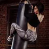 Women's sexy snake print high waist hip sports yoga pants leg stretch elastic leggings tight feet pants