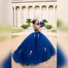 Lussuosi cristalli con perline Pizzo Abiti da ballo Quinceanera Crew Backless Royal Blue Tulle Ball Gown Evening Party Sweet 16 Dress9897910