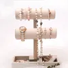 [DDisplay] خشبي T-بار ووتش عرض مجوهرات طبقات مزدوجة سوار مجوهرات حامل حامل اليشم الدائمة منظم الخشب الصلب قلادة التخزين