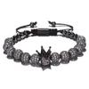 Forma-Zircon pulseiras Homens Jóias Cz Imperial Crown Charme 8 milímetros Micro Pave Cz redonda trançada Macrame Bracelet Pulseira Feminina S625