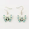 10pairs Blue Enamel Rhinestone Butterfly Charm Chandelier Earrings Silver Fish Ear Hook For Women Party Fashion Jewelry Gift 22x37mm A-505e