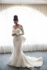 Nuevo diseñador elegante sirena vestidos de novia con tren desmontable cuello transparente manga larga vestido de novia Vestidos de novia