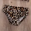 Roupas de banho meninas estampas de leopardo fora do ombro de arco de biquíni de roupas de banho de roupas de banho roupas de roupas sem mangas de algodão infantil