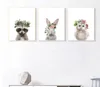 3P Pittura Simpatico Animale Murale Arte Tela Famiglia Decorazione della stanza dei bambini Immagine Gufo di coniglio senza cornice