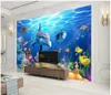 Maßgeschneiderte 3D-Fototapete aus Seide, Innendekoration, 3D-Unterwasserwelt, Aquarium, tropische Fische, TV-Hintergrundwand