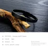 Free Custom Engraving Stainless Steel Black Metal ID Tag and PU Leather Bracelet with Clasp Closure