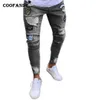 Homens Moda Cintura Meio Retalhos Stretchy Bolso Jeans All Seasons Causal Comprimento Completo
