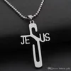 1 pcs de aço inoxidável Inglês carta JESUS ​​cruz colar carta de personalidade JESUS ​​cruz colar de fé Cristã Inglês Jesus colar