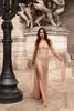 Arabische Stil Meerjungfrau Abendkleider Sexy High Split Hand Pailletten Elegante sagte Mhamad Long Prom Gowns Party Wear
