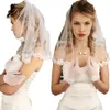 Voiles de mariage de longueur courte, 1 niveau, perles en dentelle appliquées avec peigne, pour filles, luxe, longue longueur de chapelle