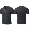 Été 2019 hommes T-shirt solide coupe ajustée col en V à manches courtes Muscle T-shirt été mâle été mode décontracté hauts Henley Shi223f