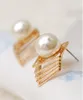 Stadnina kolczyk dama wielowarstwowa Hollow kwadrat musująca perła biżuteria prezent trzy wymiarowe przesadne wyrafinowane stopy koreańskie akcesoria