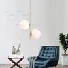 Creative Glass Ball Pendant Lamp Modern Metal Suspension Light Hotel Restaurang Bar Cafe Dinning Bedroom Nordic Hängande belysning