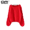 Omchion Pull Femme 2019 Automne Hiver Twist Doux Femmes Chandails Et Pulls Lanterne Manches Pull Court Pull Lâche Sw96 S19802