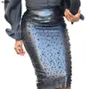 服セクシーなアフリカスカート女性のためのダシキアフリカンドレス2019新しいファッションビッグストレッチPUレザービーズアフリカドレス服プラスサイズ