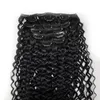 7a Afro Kinky Curly Clip In Human Hair Extensions Brasilianska 100% Remy Hair 120g / Set 1 # 1B # 2 # 4 # 18 # 8 # 99J # 27 # 18 # No Tangle Buntar