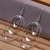 Plated sterling silver Three round earrings DASE180 size 6.4CM*2.5CM;women's 925 silver plate Hoop & Huggie jewelry earring