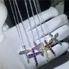 Handmade Cross Wisiorek z naszyjnikiem 925 Sterling Silver 5A Cyrkon CZ Party Wedding Wisiorki Dla Kobiet Mężczyzn Prezent