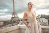 2020 иллюзия A-line свадебные платья драгоценный камень рукавов бисером свадебное платье спинки рябить на заказ развертки поезд халаты De Mariée