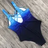 Femmes dégradé maillots de bain profond encolure dégagée athlétique coupe haute une pièce entrecroisé maillot de bain maillot de bain monokini S-2XL