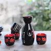 Handgeschilderde rode pruimenbloesem Japanse sake set 5 stuks drinkware keramische wijnfles en kopjes elegante Aziatisch feest huisverwarming geschenken