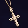 New Ice Out Cubic Zircon Men's Miami Cuban Cross Pendant Necklace Rock Street Hip Hop Jewelry Three Colors