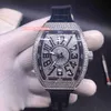 Högkvalitativ Mäns Ice Diamond Watch Silver Rostfritt Stål Väska Klockor Diamond Case 9015 Automatisk Mekanisk Sport Armbandsur