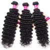 9A Bundles de cheveux humains brésiliens avec fermeture vague profonde crépus bouclés vague lâche vague de corps droite 3 paquets avec 13X4 oreille à oreille Lac5234677