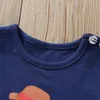 Kindkleidung stellt Sommerkinderkarikatur-Haifisch-Druckkurzschlußhülse T-Shirt + Streifen kurze Hosen ein 2 PC stellten Kinddesignerkleidung DHL JY407 ein