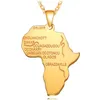 U7 Africa Necklace Gold Color Pendant & Chain African Map Hiphop Gift for Men/Women Ethiopian Jewelry Trendy 4 Colors Free Shipping