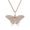 Mode-papillon pendentif colliers pour hommes femmes designer de luxe rose bling diamant pendentifs animaux chaîne en or collier couple bijoux