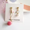 Haarballen curve oorbellen met clips lange ketting cartoon nieuwe oorbellen