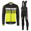 2021 Zespół Scott Oddychający Kolarstwo Długie Rękaw Jersey Spodnie Bib Suit Mężczyźni MTB Stroje rowerowe Road Rower Odzież Mundur sportowy Y2103260002