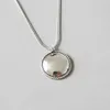 100 ٪ 925 Sterling Silver Retro Round Circular Pendants Necklace for Women Joyas de Plata 925 Fine Jewelry
