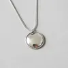 100% 925 Sterling Silver Retro Round Specular Circle Pendants Necklace for Women Joyas De Plata 925 Fine Jewelry