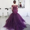 뜨거운 판매 플러스 사이즈 Bateau Neckline Mermaid Prom Dresses 긴 소매 저렴한 이브닝 드레스 착용 긴 파란색 공식 가운 여성 SD3429