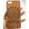 Creative Wood Phone Case Anpassad Utskriftsdesign för iPhone 7 8 Plus 11 Pro Max XS XR Cherry Carved Wooden Cover Anti-Knock