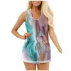 Sommer Frauen Tie Dye Gedruckt Kurze Pyjamas Set Ärmelloses Set Casual Loungewear Nachtwäsche Nachtwäsche frauen kleidung #0504G30