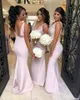 Sexy Light Pink V Neck Bridesmaid Dresses 2020 Mermaid 3D Flowers Long Bridesmaid Dress Formal Party Gowns Maid Of Honor