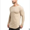 2019 New Mans em torno do pescoço Designer de Ginásio de Manga Longa T-shirt Slim Fit Moda Algodão Casual T-shirt de Fitness Dos Homens Super Tee camisas