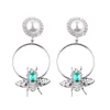 Gros-mode designer de luxe exagéré diamant strass mignon abeille perle cercle longue goutte balancent boucles d'oreilles lustre pour les femmes