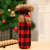 Christmas Wine Fles Cover Wine Champagne Plaid Bottle Tas voor Party Home Feesten Kerstversieringen Benodigdheden HHA 706