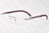 Helfrance märke trä solglasögon vintage svart brun klar lins designer rimless buffalo horn glas bambu solglasögon lunett217u