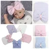 Newborn Big Bow Hats Baby cap Crochet Knit Caps Infant Skull Beanie Winter Warm Striped Ribbon Bowknot 8style Party FavorT2C5143