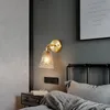 Slaapkamer Bedlampje Eenvoudige Kunst Glas Koperen Wandlampen Moderne Gang Balkon led-verlichting Nordic Studie Woonkamer Badkamer Wandlampen