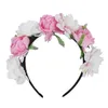 Haaraccessoires AwayTR 2021 Frauen Mädchen Hochzeit Stirnband Kinder Party Floral Girlanden Blume Krone Rose Kranz Haarband Rosa